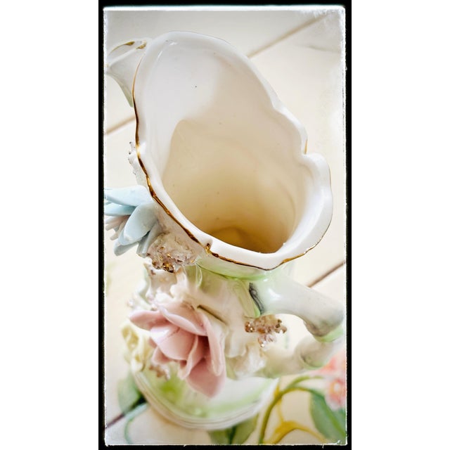 Vintage Vase Multi-Spout Heirloom 3-D Flowers For Sale - Image 4 of 10