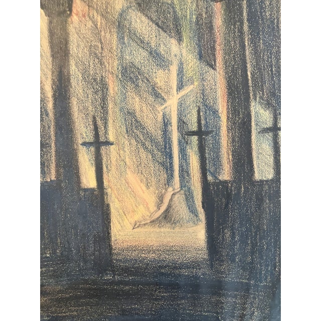 African Allan Rohan Crite: Praying in Church Colored Drawin For Sale - Image 3 of 5