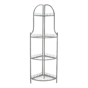 Abarrane Wrought Iron 4 Tier Outdoor Corner Shelf - Antique Green
