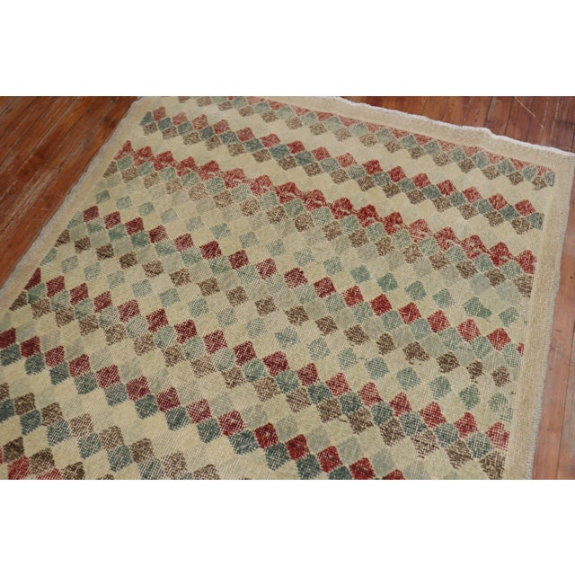 Early 20th Century Early 20th Century Diamond Pattern Turkish Deco Rug - 4' x 8'7" For Sale - Image 5 of 6