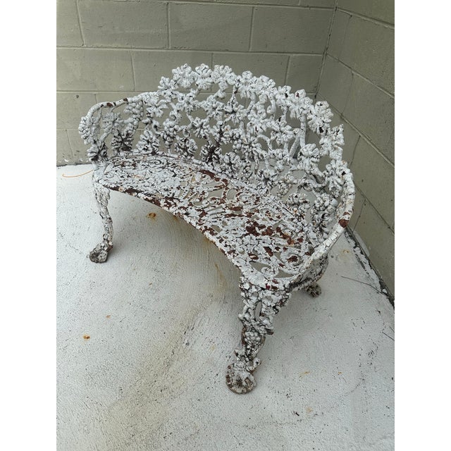 Alabaster Antique Iron Garden Bench For Sale - Image 8 of 10