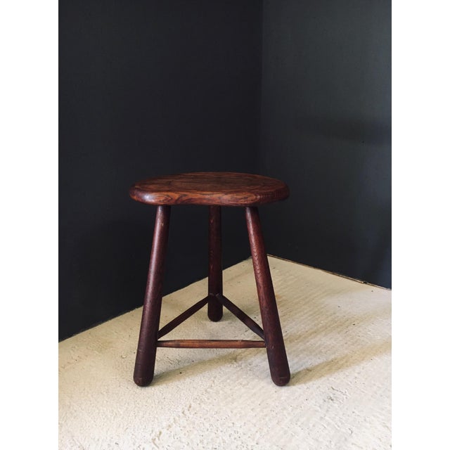 1920s Kidney Shape Tripod Stool from an Artisan, France, 1920s For Sale - Image 5 of 18