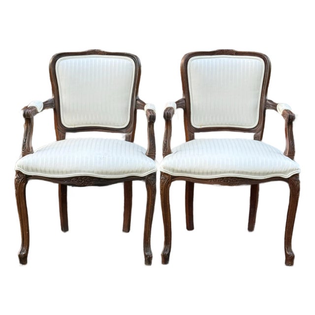 Late 20th Century French Louis XV Fauteuil Armchairs - A Pair For Sale