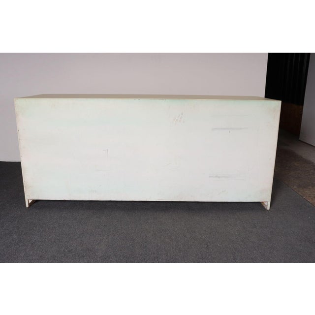 Beige Vintage Ten Drawer Dresser Debonaire Cabinet With Brass X Pulls by Paul Frankl For Sale - Image 8 of 18