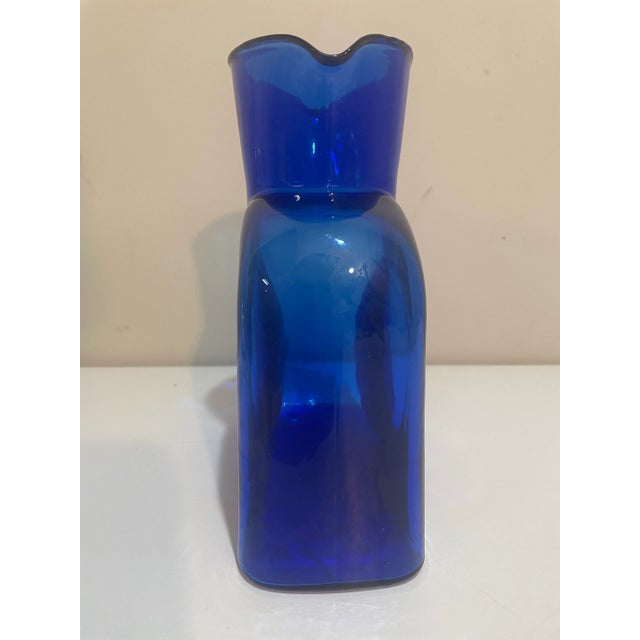 Blenko Blue Glass Water Bottle - Double Spout Pitcher Vase For Sale In Philadelphia - Image 6 of 8