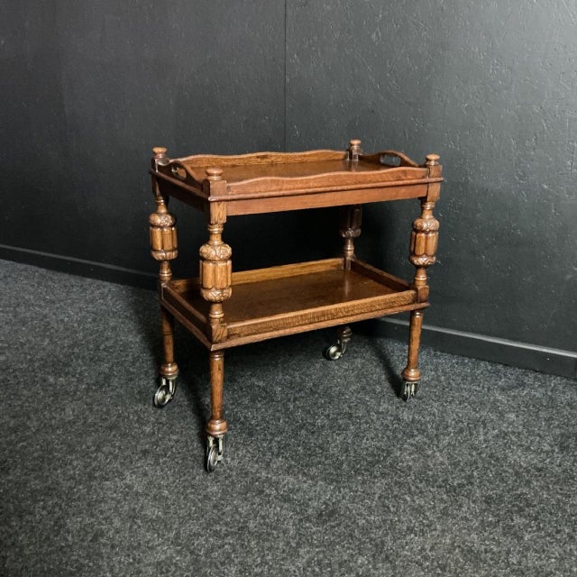 Wood Antique Oak Afternoon Tea Trolley, 1925 For Sale - Image 7 of 7