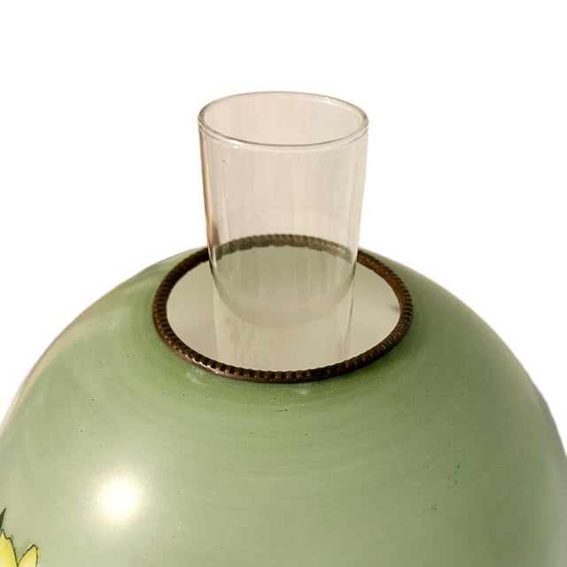 Bradley Hubbard Antique Mid 19th Century Bradley Hubbard Hand Painted Opaline Converted Oil Lamp For Sale - Image 4 of 10