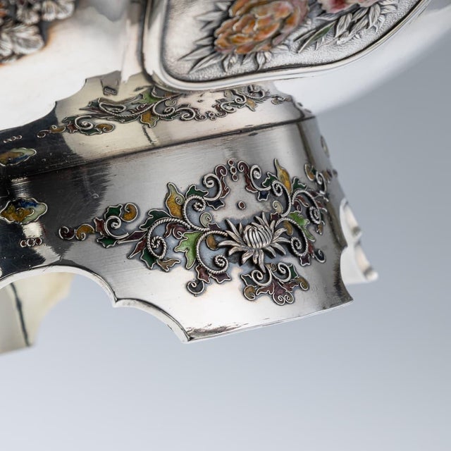 Antique Japanese Meiji Silver and Enamel Bowl, 1900s For Sale - Image 15 of 18