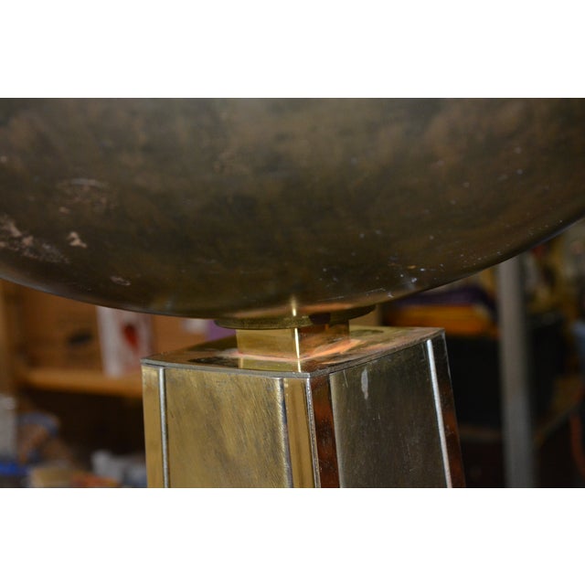 1970s Mid-Century Modern Attributed to Belgochrom Mid Century Brass Tall Uplighter Floor Lamp W/ Glass Globe For Sale - Image 10 of 18