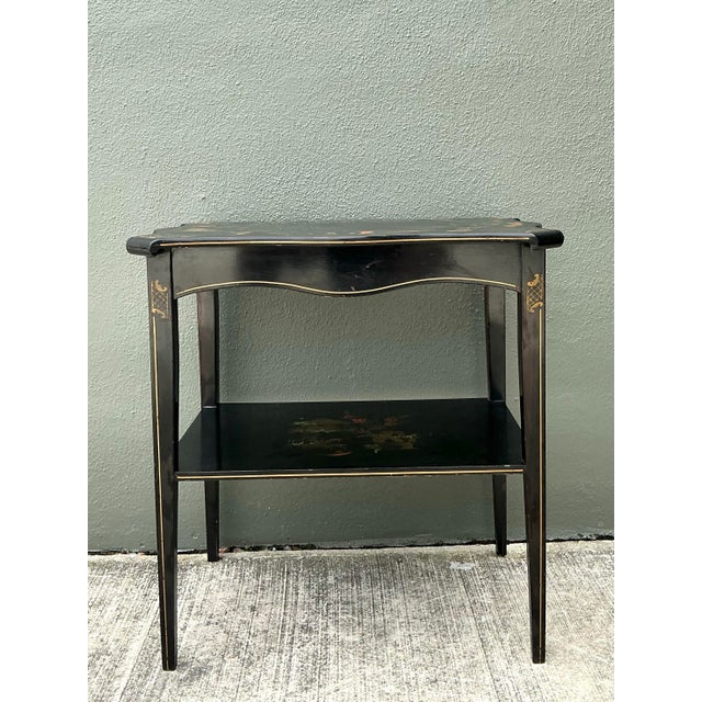 Mid 20th Century Vintage Hand Painted Chinoiserie Side Table For Sale - Image 5 of 12