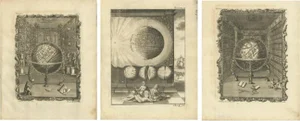 Antique Prints of Various Globes and Hemispheres by Van Dùren, 1749, Set of 3