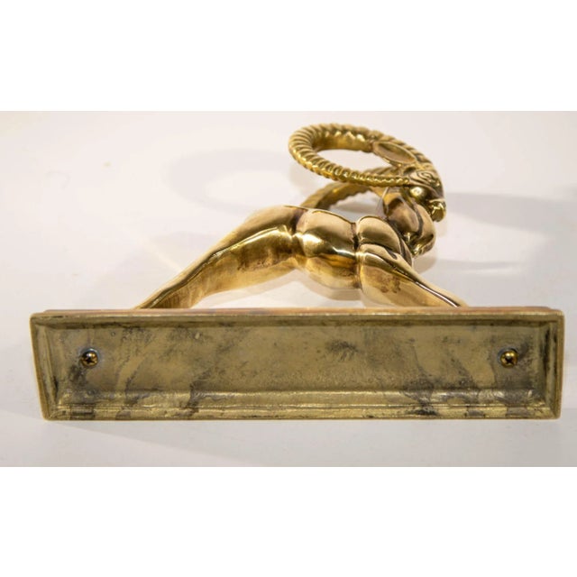 Vintage French Art Deco Style Sculpture of Brass Ibex Antelope For Sale In Palm Springs - Image 6 of 13