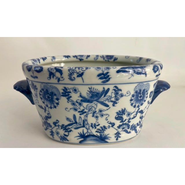 Chinese Export Style Porcelain Jardiniere Oval Bowl For Sale - Image 10 of 10