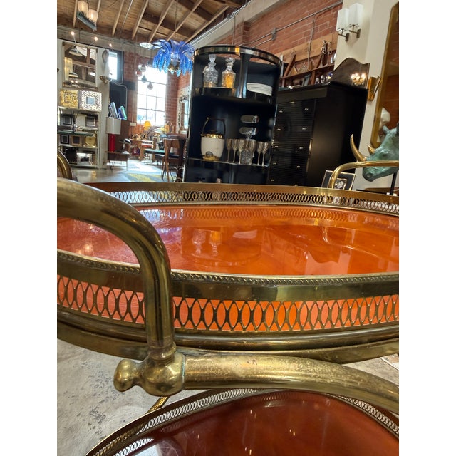 Italian Italian Brass and Lacquered Bar Cart, 1950s For Sale - Image 3 of 9