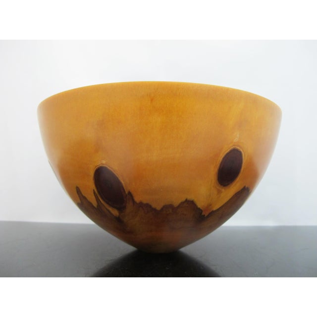 Late 20th Century Jess Craig Turned Norfolk Island Pine Wood Studio Hawaii Art Footed Bowl For Sale - Image 5 of 11