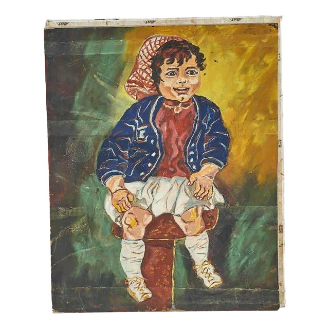 Unknown, Portrait of a Girl, 1970s, Oil on Panel For Sale