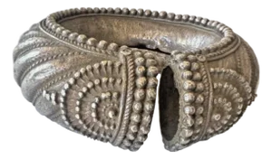 Early 20th C Silver Bangle Cuff Bracelet India Indian Mughal Wide Statement
