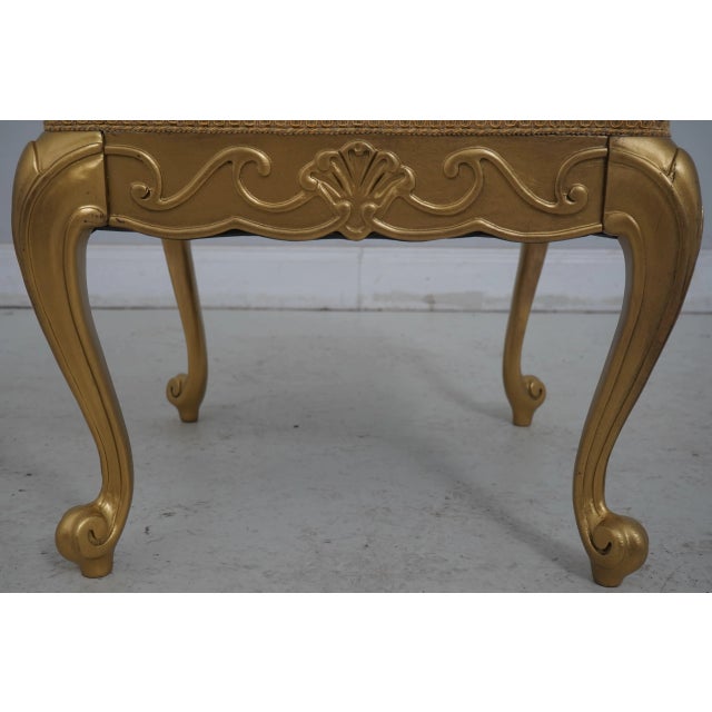 Textile Pair French Style Gold Finish Newly Upholstered Stools For Sale - Image 7 of 12