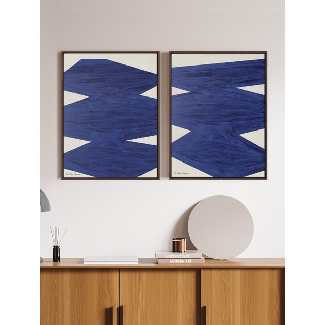 "Affirmations in Blue No. 1" by Nicolette Capuano Set of Two Canvas Titles: "Purpose", "Limitless" Positive affirmations...