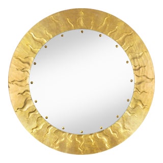 Large Vintage Gilded Églomisé Sunburst Mirror by David Marshall, Signed For Sale
