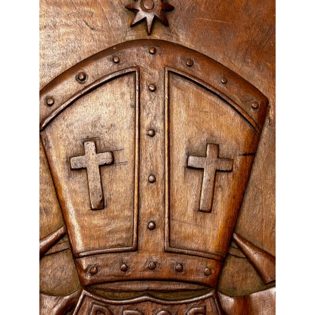 C1919 Hand-Carved Heraldic School Crest Plaque — Rivington & Blackrod Grammar School, Lancashire Wall Crest Sculpture For Sale - Image 14 of 18