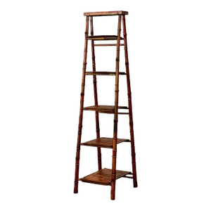 20th Century Bamboo Foldable Ladder Style Etagere Display Stand