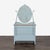 Early 20th Century Antique Painted Oak Bow-Front Dresser With Oval Mirror & Skeleton Key For Sale - Image 5 of 10