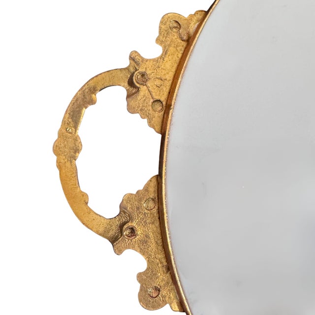 1940s Vintage L’etoile Limoges Fragonard Porcelain Handled Tray 22k Gold France For Sale - Image 5 of 10