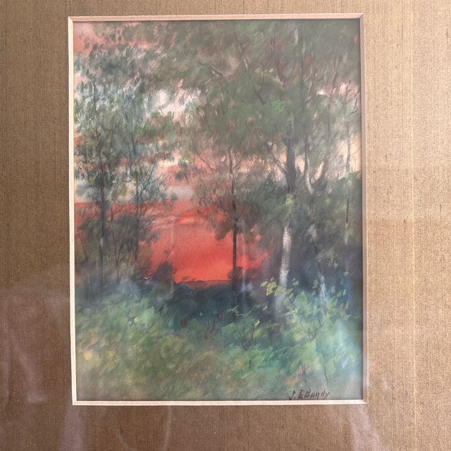 Modern Early 20th Century Beech Woods by John Elwood Bundy Framed Watercolor For Sale - Image 3 of 11