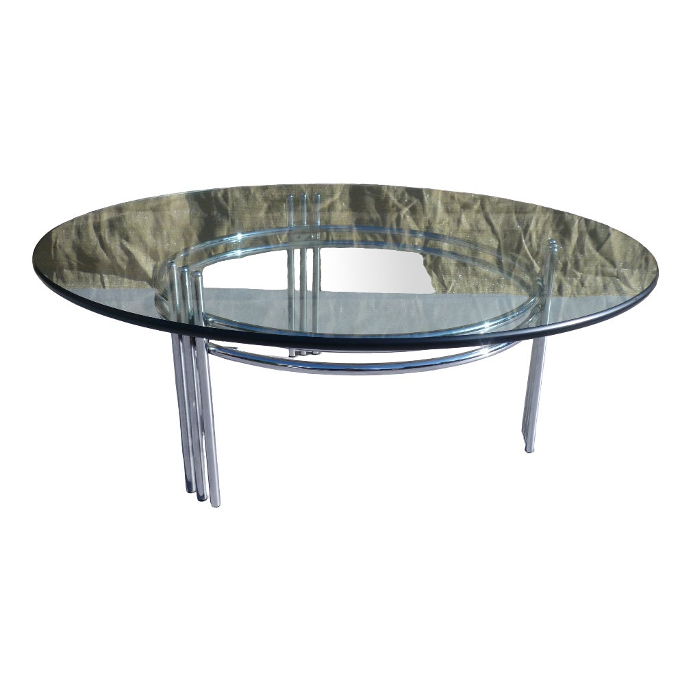 Glass and Chrome Coffee Table, 1980s | Chairish