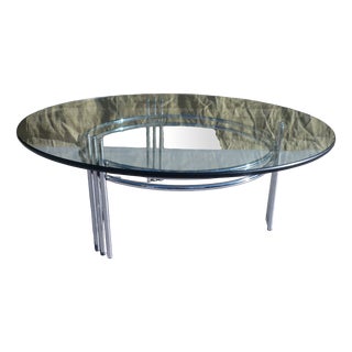 Glass and Chrome Coffee Table, 1980s For Sale