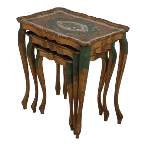 Italian Venetian Paint Decorated Stacking Nest Tables