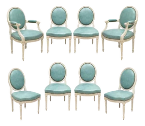 Set of 8 Louis Xvi- Style Painted Dining Chairs