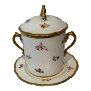 Imperial Crown China Porcelain Condensed Milk Can Holder With Serving Plate and Lid