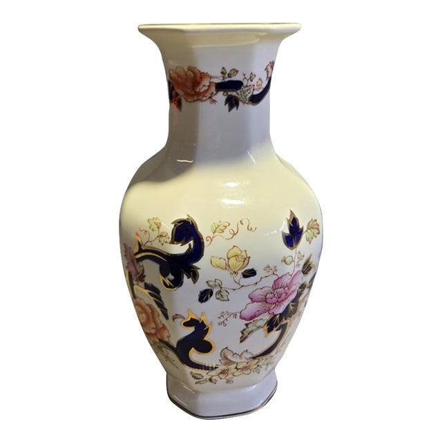 Vintage MCM Mason’s Patent Ironstone Mandalay Hand Painted Vase For Sale