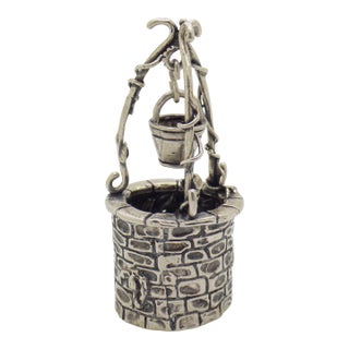 Vintage Italian Handmade Genuine Silver 800 Water Well Dollhouse Miniature Figurine For Sale