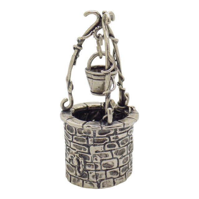 Vintage Italian Handmade Genuine Silver 800 Water Well Dollhouse Miniature Figurine For Sale
