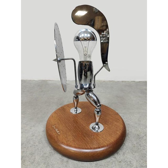 1970s Vintage Italian Metal Figure Table Lamp, 1970s For Sale - Image 5 of 7