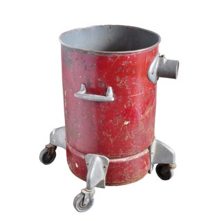 Vintage Red Steel Can on Casters For Sale