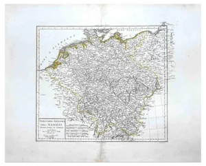 Map of Germany, Original Etching, 1820