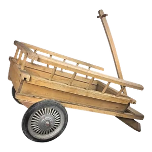 Antique 20th Century Wooden Two-Wheeled Cart