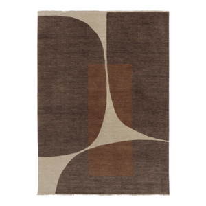 Rug & Kilim’s Modern Rug in Brown and Cream Abstract Curve Pattern