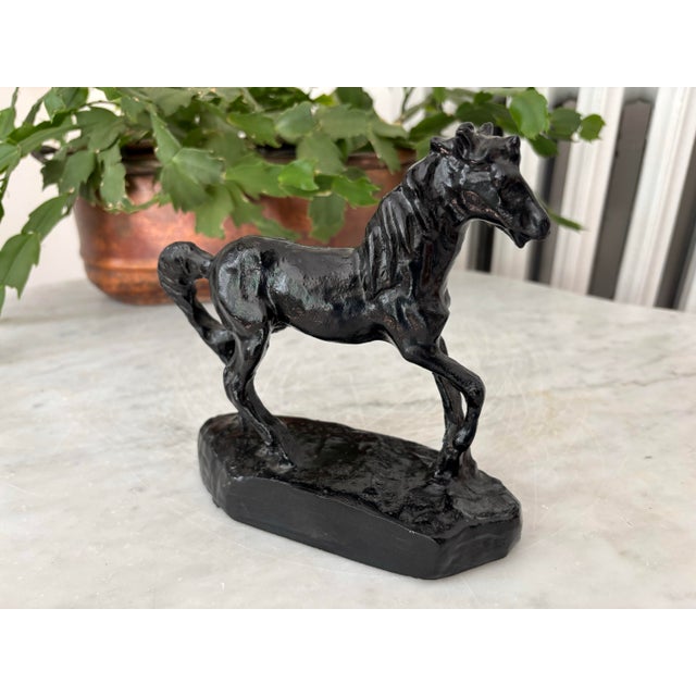 Vintage Folk Art carved horse, made out of West Virginia coal, a product tied to American history. I ship quickly and...