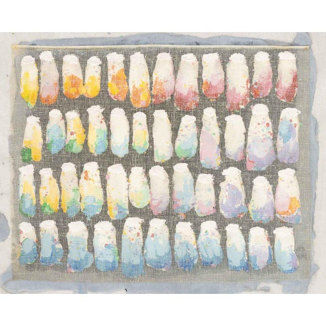 Elfi Schuselka (Austrian, b. 1940) Rainbow Grid Mixed Media Sculpture, dried paint on tarlatan, signed to the verso. 37.5"...