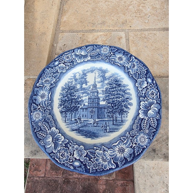 1940s Liberty Blue Staffordshire Ironstone Plates Set of 10 For Sale In San Antonio - Image 6 of 8