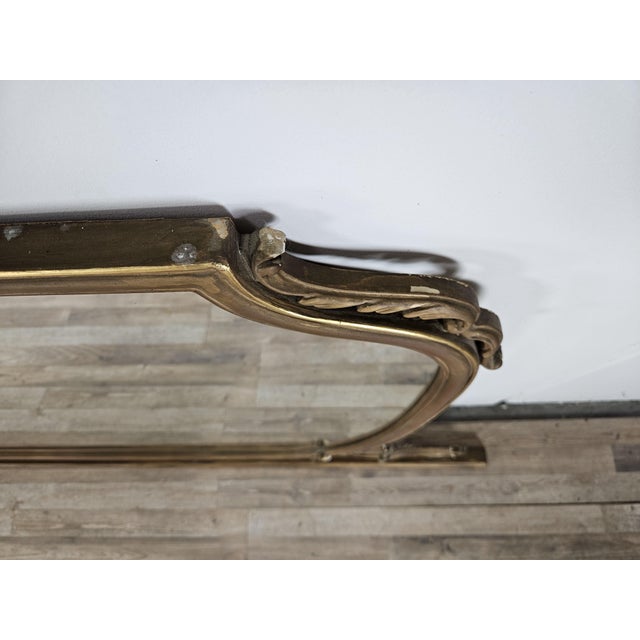 Large Vintage Mirror in Gold-Lacquered Wood, 1960 For Sale - Image 9 of 15