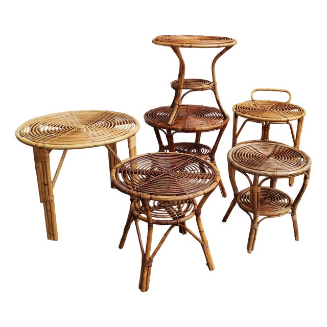 Large Bamboo Seating Group, 1950s, Set of 15 For Sale