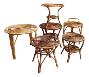 Large Bamboo Seating Group, 1950s, Set of 15