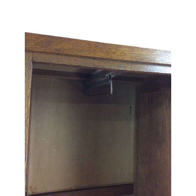 Antique Oak Side by Side Armoire With Mirror For Sale - Image 10 of 12