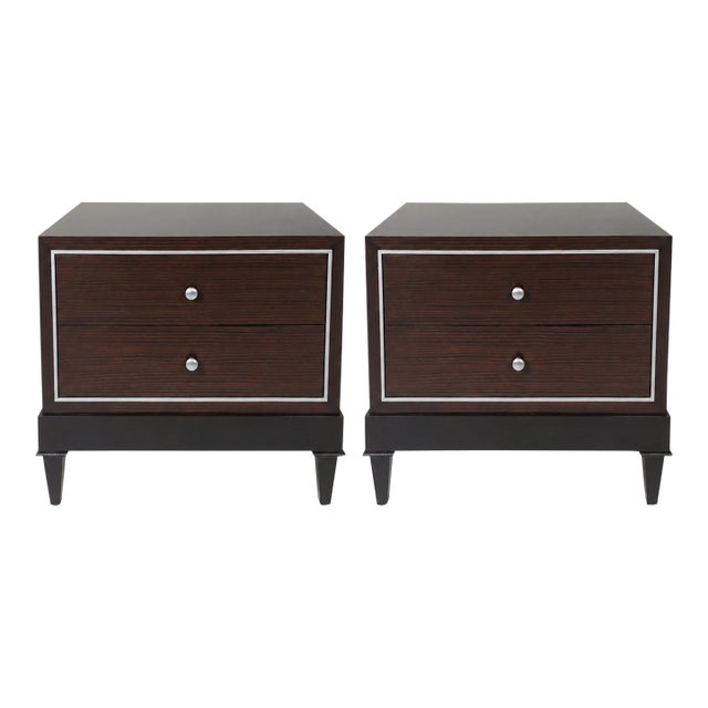 Mid Century Modern Nightstands W/Custom Zembrano Finish For Sale
